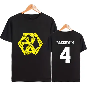 EXO EXO-M EXO-K-Medlem Navn print t-Shirt Sommer Kort Ærme t-Shirts mode WINGER T-shirt i Bomuld, Mode tees