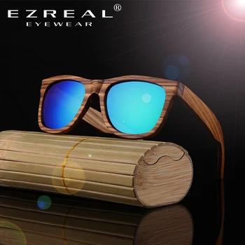 EZREAL Polariseret Zebra Træ Solbriller Mænd Kvinder Hånd Lavet Vintage Træ-Ramme Mandlige Kørsel Sol Briller Nuancer Gafas Med Box