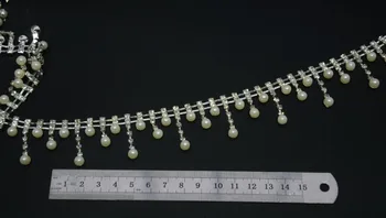 Fabrikken direkte!5yards/masse rhinestone krystal sølv perle kæde trim DIY håndværk sy på tøjet tilbehør,gratis sending