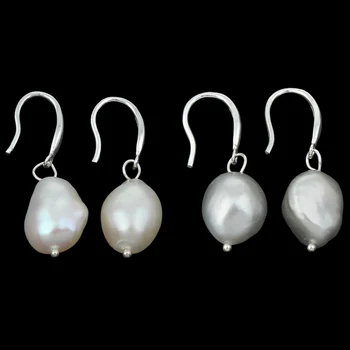 Fabrikken Pris Klasse AA Naturlige Ægte ferskvandsperle Drop Heart Øreringe 925 Sterling Sølv Natural Pearl Drop Øreringe til Kvinder