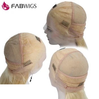 Fabwigs #613 Blonde helblonde Paryk af menneskehår med Baby Hair Pre Plukkede Brasilianske Remy Human Hair Parykker Til Kvinder