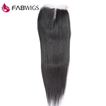 Fabwigs Brasilianske Silky Straight Lace Lukning med Baby Hair Bleget Knob Human Remy Hair Lukninger ping
