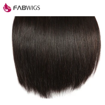 Fabwigs Hår 5PCS MASSE menneskehår Bundter med Lukning 4 Bundter Peruvianske Straight Hair Weave Naturlige Farve 4*4 Lace Lukning Remy
