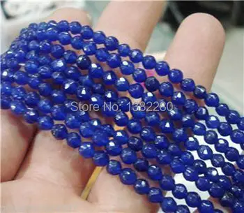 Facetslebet Blå kalcedon runde 4mm løse perler 15 tommer 2 stykker/masse DIY sten smukke smykker at gøre design engros