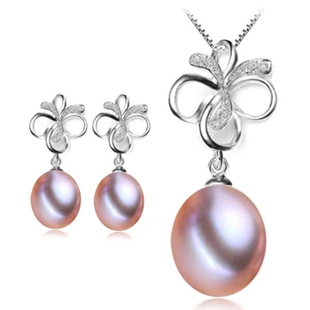 FACEY ferskvands perle smykker sæt kvinder,naturlige perle smykker sæt 925 sølv fine smykker kvinder trendy gave hvid pink