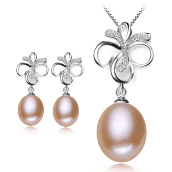 FACEY ferskvands perle smykker sæt kvinder,naturlige perle smykker sæt 925 sølv fine smykker kvinder trendy gave hvid pink