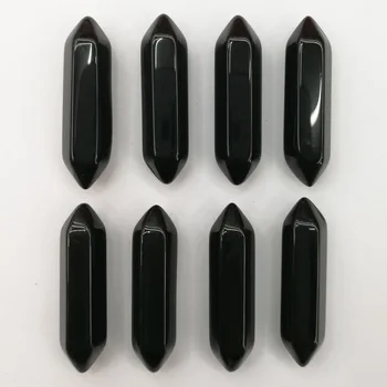 Fahsion obsidian Sten pendul sekskantet søjle Charms uden hul Vedhæng diy 24Pcs/masse Engros-Gratis fragt