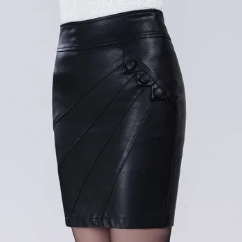 Faldas Mujer Moda 2018 dametøj Høj Talje Nederdel sort nederdel i Læder Nederdel Pakke Hip Nederdele var tynde Stor Størrelse M-5XL