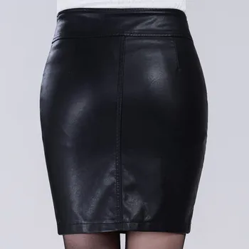 Faldas Mujer Moda 2018 dametøj Høj Talje Nederdel sort nederdel i Læder Nederdel Pakke Hip Nederdele var tynde Stor Størrelse M-5XL