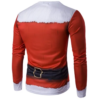 Falsk To Stykker 3D-Print Mænd T-Shirt 2017 Santa Claus langærmet Slim Fit Herre T-Shirts Jul Kostume Tee Shirt Homme 2XL