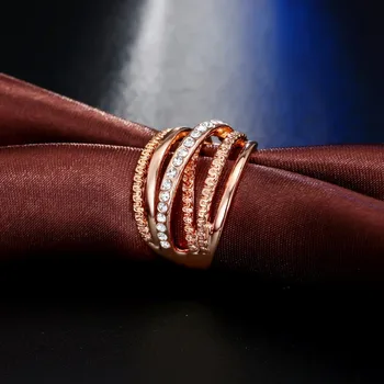 FAMSHIN Brand Kvinder Ring Rosa Guld Farve Finger forlovelsesringe for Kvinder vielsesringe anillos Krop Smykker