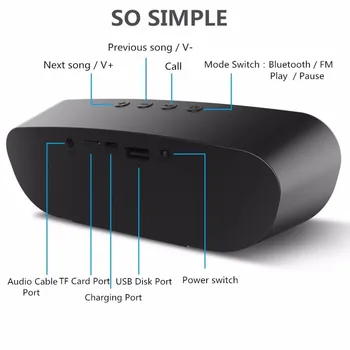FANATISKE S9 Bluetooth højttaler Trådløse Kolonne Subwoofer Radio Modtager Støtte TF kort AUX, U Disk, FM Udendørs 12 Timer Spilletid 10W