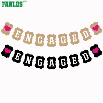 FANLUS ENGAGERET Banner Guld Glitter Bunting Garland - Bryllup ,Bridal Shower , forlovelsesfest Dekoration Forsyninger, favors