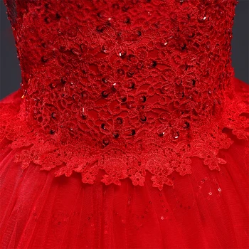 Fansmile Rød Halterneck Vintage Lace Up Wedding Dress Vestidos de Novia 2017 Plus Size Brude Kjoler Under $50 Gratis Fragt FSM-277F