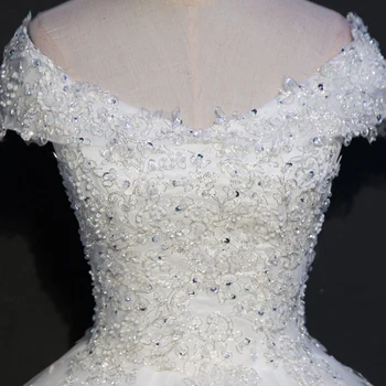 Fansmile Virkelige Billede Luksus Lace Bold Kjoler til Bryllup 2017 Tilpasset Plus Size Vintage Brudekjole Vestido de Noiva FSM-075F