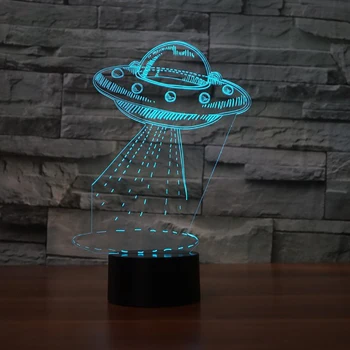 Fantastisk 7 Farve Visuelle Stemninger 3D-UFO Modellering LED Nat Lys USB-bordlampe Humør Aerocraft Lamparas Belysning Fødselsdag Gave
