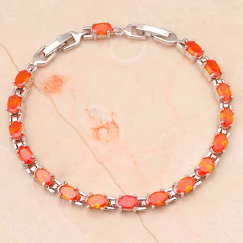 Fantastiske armbånd for kvinder Orange Krystal & AAA Zircon Sølv Sundhed Nikkel & blyfri Mode smykker TBS721A