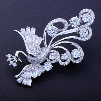 FARLENA Smykker i Sølv, Forgyldt Phoenix Broche Indlæg med Micro Zircon Mode CZ Krystal Brocher for Kvinder Bryllup