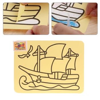 Farve Sand Maleri Skabende Kunst Gule Papir, Tegneredskaber Håndværk Børn Toy W15
