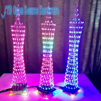 Farverig LED Tower-Lampen Infrarød Fjernbetjening Elektronisk DIY Kits, Musik Spektrum Lodning DIY Kits Hjerne-træning Toy