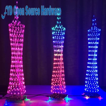 Farverig LED Tower-Lampen Infrarød Fjernbetjening Elektronisk DIY Kits, Musik Spektrum Lodning DIY Kits Hjerne-træning Toy