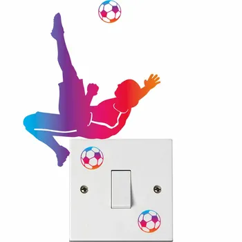 Farverige Fodbold Overhead Kick Farve Lys Skifte Wall Stickers Til Børn Boy ' s Soveværelse Diy Væg Kunst Decals Tapet i Hjemmet Indretning
