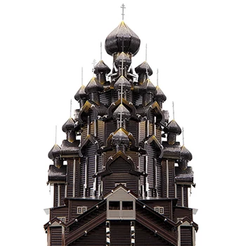 Farverige Kizhi Kirke For Forklarelsen Domkirke Sjove 3D-Metal Diy Miniature Model Kits Puslespil Legetøj Dreng Splejsning Hobby