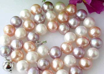 Fashion 8-9mm flerfarvet naturlige ferskvands-kultur perle runde perler af høj kvalitet kvinder part weddigns gave halskæde 18