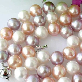 Fashion 8-9mm flerfarvet naturlige ferskvands-kultur perle runde perler af høj kvalitet kvinder part weddigns gave halskæde 18