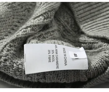 Fashion brand Vinter Uld og Cashmere Strikket varm Passer Twist strik Sweater + Mink Cashmere Bukser Fritids-To-stykke wj1560