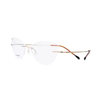 Fashion Kvinder Cat Eye Uindfattede Titanium Briller Optisk Frame Briller Brillerne for Kvinde Briller