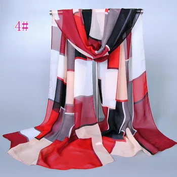 Fashion Kvinder Chiffon-Tørklæder Elegante geometri trykt design tørklæde Stor Cachecol Sjaler, Tørklæder 160*50cm