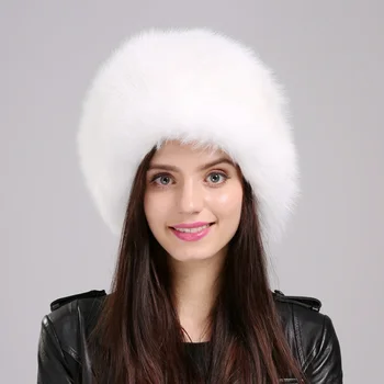 Fashion Kvinder Fur Hat Ægte Ræv Pels Ren Hvid Vinter Skullies Huer Pels Hat Europæiske Amerikansk Stil er Populære Type EA4050-10