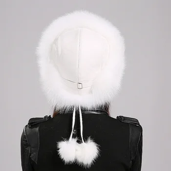 Fashion Kvinder Fur Hat Ægte Ræv Pels Ren Hvid Vinter Skullies Huer Pels Hat Europæiske Amerikansk Stil er Populære Type EA4050-10