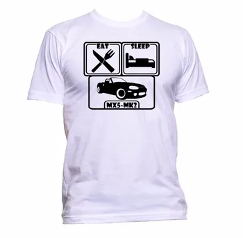 Fashion Nye Sommer Casual Streetwear T-shirt Crossfit Spise. Sove. MX-5 Mk2. Premium ringspun sjove T-shirt ordsprog