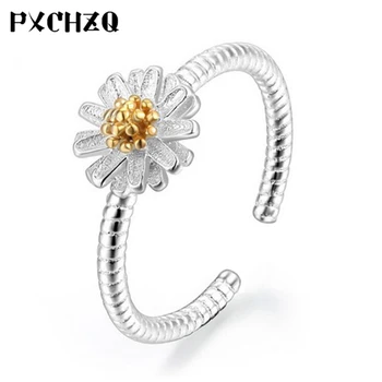 Fashion små friske kvindelige modeller daisy chrysanthemum ring kvindelige smykker temperament sød sun flower ring