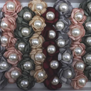 Fashion Stor Størrelse Imiteret Perle Ring Blomst Designet Klud Ringe Til Kvinder, 50stk/masse Mix Farve