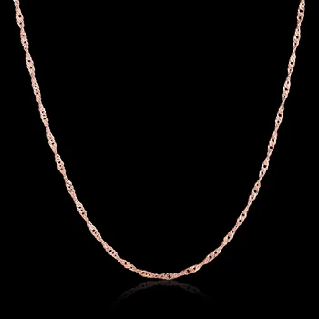 Fashion Sølv/rosa/guld farve Halskæde Kæder,1,5 mm, længde 18 inchs Dobbelt Vand Bølge Kæde Halskæde til kvinder, mænd