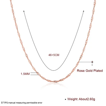 Fashion Sølv/rosa/guld farve Halskæde Kæder,1,5 mm, længde 18 inchs Dobbelt Vand Bølge Kæde Halskæde til kvinder, mænd