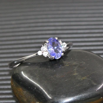 Fashion sølv ædelsten bryllup ring til kvinde 4*6mm fejlfri naturlig tanzanit sølv ring 925 solid silver tanzanit ringe