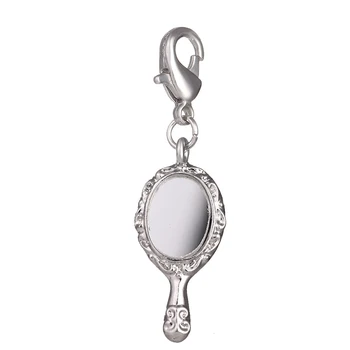 Fashionable hvid K makeup-spejl med karabinlås charme vedhæng smykker fundet DIY-manual håndværk