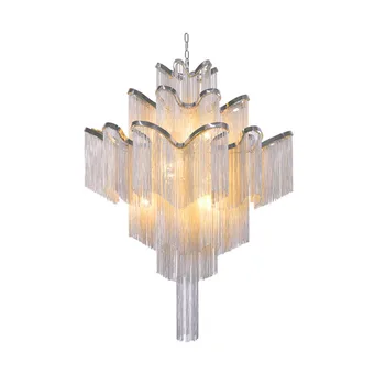 Fashional Sølv LED Pendel Kæde Trappe Lampe Engineering Design Luksus Kæde Aluminium Pendel Lampe Til stuen(DU-50)