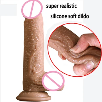 Fast Hud Føles Blød Silikone Dildo Sugekop Realistisk Penis Stor Pik Sex Legetøj Til Kvinde Produkter Strapon Dildoer For Kvinder