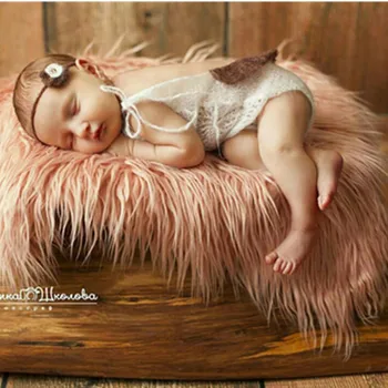 Faux fur 75*50cm Nyfødte størrelse Tæppe baggrund NYFØDT FOTOGRAFERING REKVISITTER Kurv stuffer BABY SHOWER