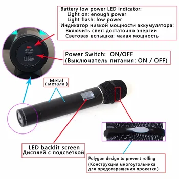 FB-U09 Dual Måde Digital UHF Trådløse Mikrofon med 2 Metal Håndholdte Dynamiske Kapsel Wireless Karaoke Mikrofon-System