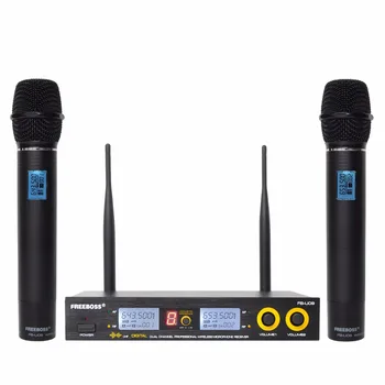 FB-U09 Dual Måde Digital UHF Trådløse Mikrofon med 2 Metal Håndholdte Dynamiske Kapsel Wireless Karaoke Mikrofon-System