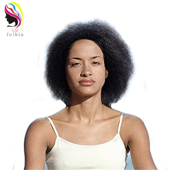 Feibin Kort Afro Parykker For Sorte Kvinder Syntetiske Hovedet Fuld Kinky Krøllet Hår 12inches bz02 Gratis Fragt