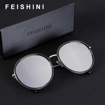 FEISHINI Brand Design UV-Beskyttelse, Anti-Reflekterende Tonede Gradient Overdimensionerede Solbriller Kvinder Runde Retro Stor Sol Briller Stjerne