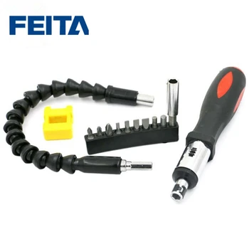 FEITA To-vejs Skralde Skruetrækker Sæt Hand Tool Kit med Universal Fleksible Aksel, der 9Pcs Skruetrækker med Bits Forbundet Stang Magnetizer