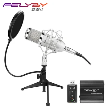 FELYBY Professionel BM 800 Kondensator mikrofon Pro audio studio vokal indspilning Karaoke Desktop mic 48V phantom power Filter